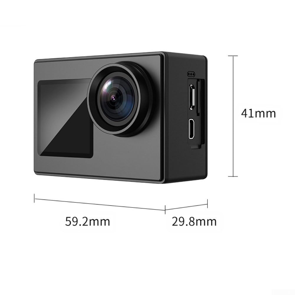Action Camera, SJ4000 Dual Screen 4K Fotocamera Sportiva con Custodia Impermeabile, Ultra HD Dashcam Per Moto Ciclismo Subacquea