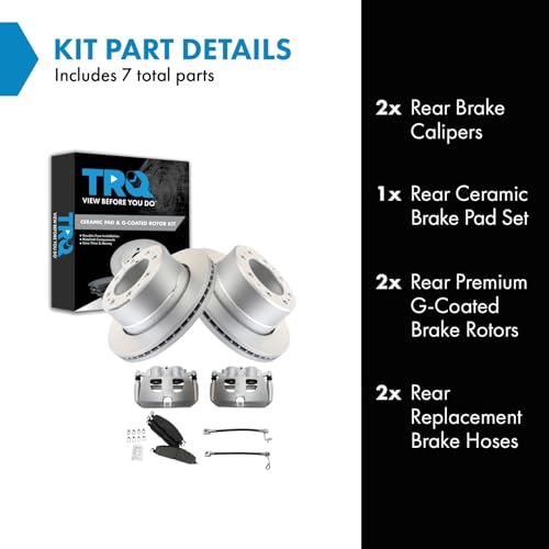 Image of TRQ Rear Brake Pad & Rotor Kit Premium G-Coated Ceramic Compatible with 2014-2014 Ram 2500