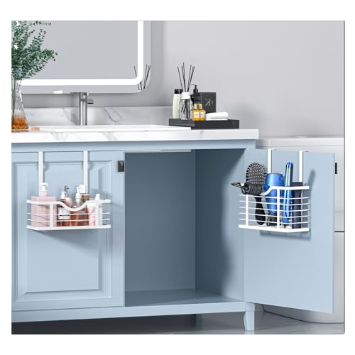Carwiner Hair Dryer Holder, 2PC Hair Tool Organizer, Blow Dryer Holder, Adjustable Height Bathroom Cabinet Organizer Tray for Hair Dryer Straightener Wall Mounted/Cabinet Door by Carwiner - Image 2