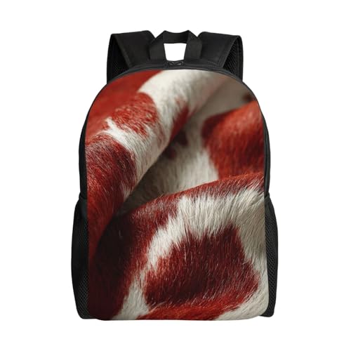 HJKJKKJ Mochila de viaje para mujeres y hombres, mochila de día con diseño de mariquita roja, mochila ligera de 15 pulgadas para computadora, Piel vacuna roja y blanca, One Size, Mochilas de viaje