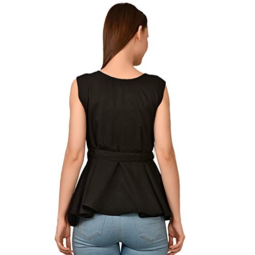 Image of Women's Sleeveless Peplum Top with Waist Tie Belt