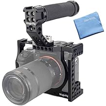 A7RIII /A7III /A7M3 Full Cage Only for Sony A7RIII / A7R3 / A7III / A7M3A7R Mark III/ILCE-7RM3,with 5 Cold Shoe Mount, 1/4"-20 & 3/8"-16 ARRI Threads Hole, Rubber ARRI Locating Top Handle