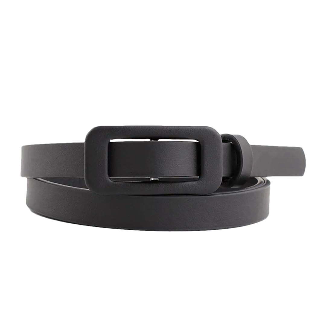 Ceinture en cuir synthétique pour femme - Couleur unie - Ceinture fine avec boucle décorative pour robe et pull