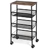 LIANTRAL Rustic Kitchen Cart with Wheels and Storage, 4 Tier Metal Mesh Rolling Storage Cart, Mesh Storage Pantry Cart…