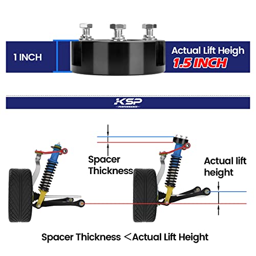 Image of KSP 1.5 inch F150 Leveling Kits, 1.5in Front Strut Spacers Compatible with F-150 2004-2026 Expedition 2003-2018 Lincoln Mark LT 2005-2008, 1-1 /2inch Suspension Level Kit (Package of 2pcs Black)