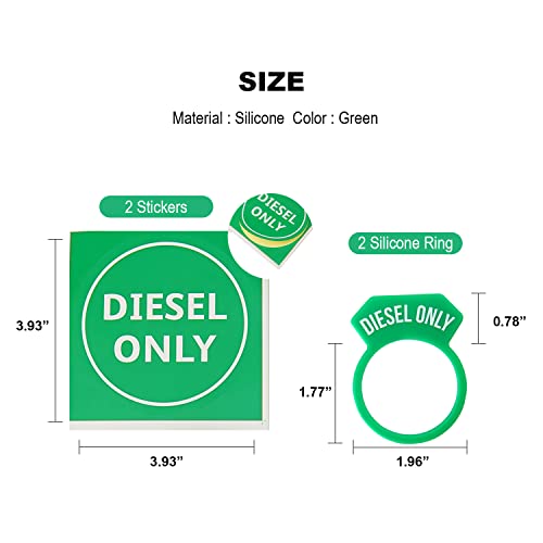 Carrotez Diesel Fuel Cap Silicone Ring 2PCS with 2 Stickers, Gas Cap Truck Accessories Replacement Parts - Green