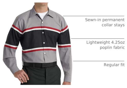 Image of Red Kap Men's Long Sleeve Industrial Work Shirt | Moisture Wicking Button Up, Wrinkle Resistance Fights Fading & Stains