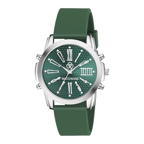 WATCHIONS Men's Quartz Analog Stylish Wristwatch with Round Dial & Silicone Strap | Casual Fashion Watch for Boys & Men – Lightweight & Comfortable Timepiece