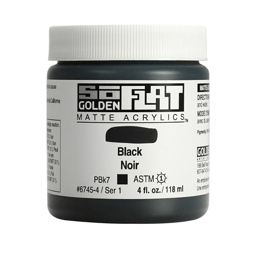 Golden SoFlat Matte Acrylic Paint, 4oz jar, Black (6745-4)