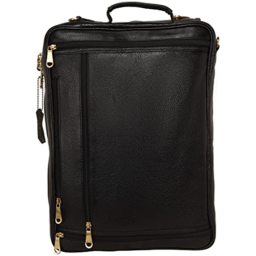 Full Grain Leather Backpack For Men & Women 16 Inch Laptop Backpack Bag Travel Office Backpack Bags (Black)3