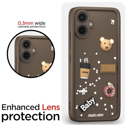Image of Bintage Cute Fun Ball | Taddy Cartoon 3D Smiley Coffee Cup | Milk Donut | Full Camera Protection Back Cover Compatible for Samsung F05 / M05 / A05 4G - Brown