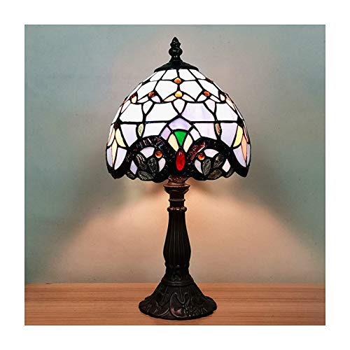 GAUUA Lámparas De Mesa De Estilo Tiffany, Hojas De Escritorio Barroco De 8 Pulgadas Pintura De Vidrio Hecha A Mano Vintage Mesa Nocturna Lámpara De Lectura Adecuada para Sala De Estar