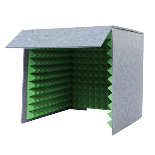 Cabina de voz de reducción de ruido de escritorio, escudo de aislamiento acústico cuadrado para mesa con esponja de alta densidad, cubierta portátil para grabación para estudio en casa podcasting, verde, 23.6 pulgadas miniatura 1
