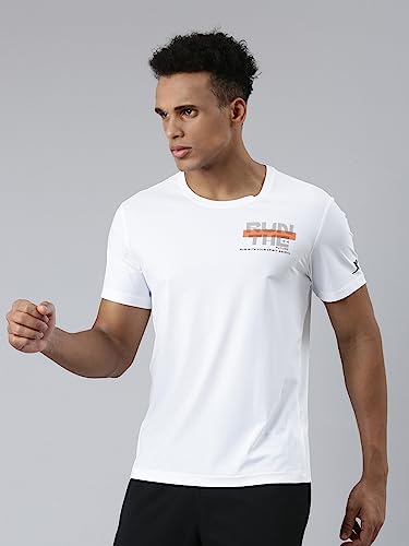 Image of XTEP Comfort Series (Sports Elastic Performance), Running Series, Superior Stretch, Polyamide & Elastane, Crew Neck Comfort Running T-Shirt for Men (White)