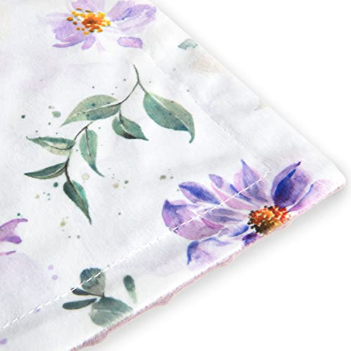 Image of BORITAR Baby Blanket Super Soft Double Layer Minky with Dotted Backing for Girls, Receiving Blanket with Elegant Purple Floral Printed Blanket 30 x 40 Inch(75x100cm)