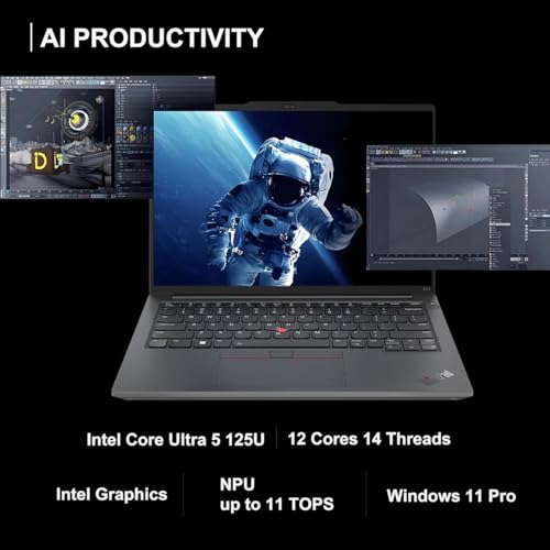 Image of Lenovo ThinkPad E14 Gen 6 Business AI PC Laptop (14 inch FHD+ Anti-Glare, Intel 12-Core Ultra 5 125U (> i7-1355U), 16GB DDR5, 512GB SSD) Backlit KB, Fingerprint, Thunderbolt 4, 1080p Webcam, Win 11 Pro