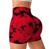Shgiloo Women's Tie Dye Yoga Shorts - High Waisted Scrunch Butt Lifting Seamless Workout Booty Shorts for Yoga Gym Athletic