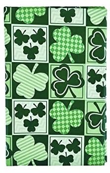 Serafina Home St. Patrick's Day Shamrock Clovers Vinyl Flannel Back Tablecloth (52" x 52" Square)