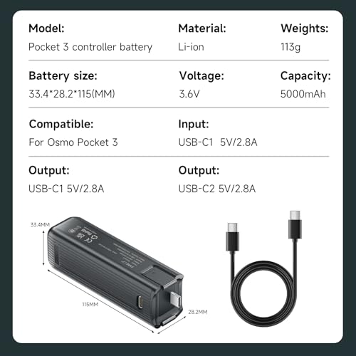 Batterie pour DJI Osmo Pocket 3 avec double charge USB-C - 6