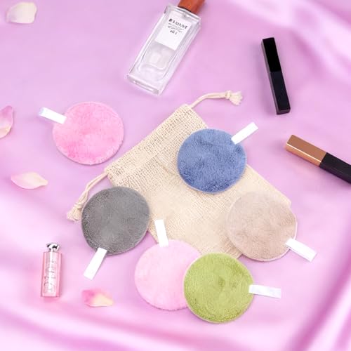 LOPHE Discos Desmaquillantes Reutilizables, Almohadillas Desmaquillantes Lavable, 6 Unidades + Bolsa De Lavandería, Natural Fiber, Doble Cara Suave, Limpieza Facial Para Todo Tipo De Piel (Redondo) - imagen 7