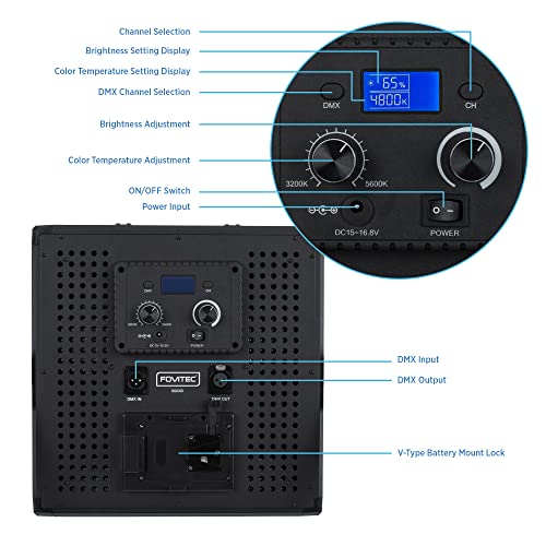 Fovitec Portable 600 Led Bi-Color Studio Panel With Barn Doors, 36W, 95+ Cri, 3200-5600K Color Temperature For Video And Photography - Includes Dmx, V-Lock Mount, And Case #TOP2