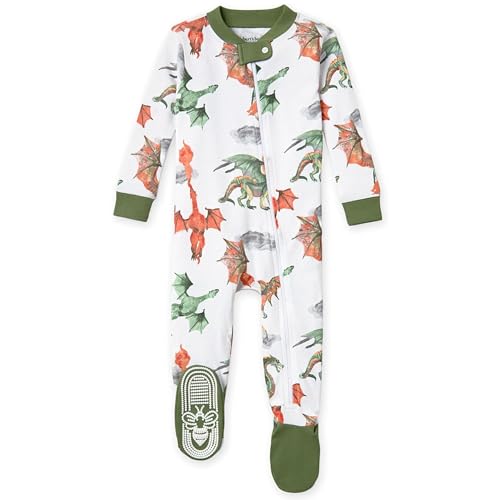 Image of Burt's Bees Baby Baby Boys Sleeper Pjs, 100% Organic Cotton, One-piece Footie, Zip Up Jumpsuit, Snug Fit Pajamas