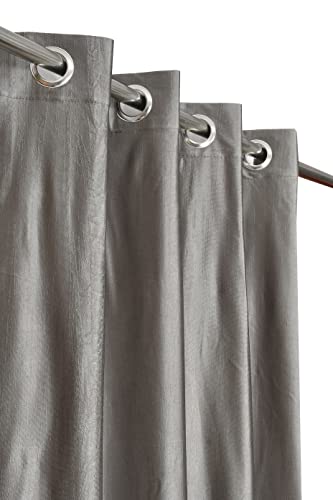 Image of DEVSANG Polyester (2 Print and 1 Solid) Grommet Curtains for Long Door 9 Feet Long Set of 3, Grey - Light-Filtering