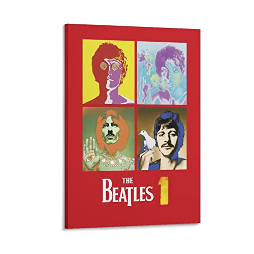 The Beatles 1 Poster décoratif sur toile pour décoration murale et chambre à coucher 60 x 90 cm - Les Beatles, Paul McCartney, John Lennon, RIngo Starr, George Harrison The Beatles 1 Poster décoratif sur toile pour décoration murale et chambre à coucher 60 x 90 cm