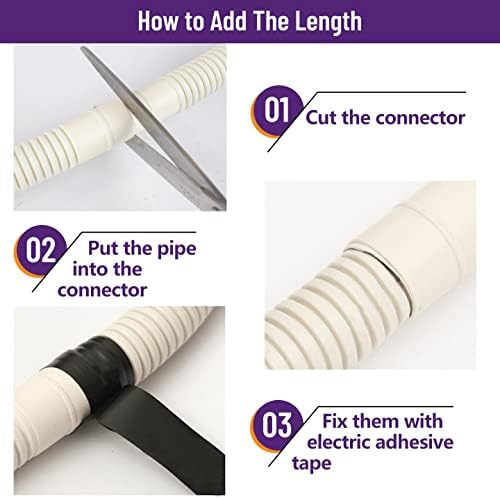 Miniatura 5 de Mxclimate Manguera de drenaje de aire acondicionado de 20 pies para sistemas de bomba de calor de CA mini split sin conductos, resistente a los