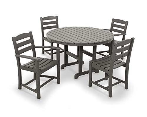 POLYWOOD La Casa Café 5-Piece Round Outdoor Dining Set, Table with 4 Chairs,...