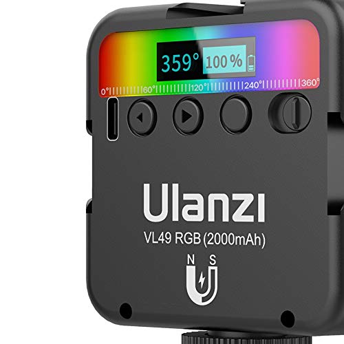 Yantralay-Ulanzi-VL49-Professional-Magnetic-RGB-LED-Light-with-2-Color-Modes-for-LiveStreaming-Photo-Shoot-with-3-Hot-Shoe-Mounts-Compatible-with-All-CamerasSmartphones-DSLRVlogging-Accessories