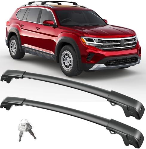 FengYu Lockable Roof Rack Cross Bars 220lb Compatible with Volkswagen VW Tiguan 2018-2025 (Not for Limited) & Taos 2022-2025, Heavy Duty Aluminum Roof Rails Crossbars Cargo Bars Canoe Rooftop Black