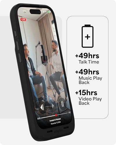 Image of Mophie Juice Pack Battery Case for iPhone 16 Pro - Slim Charging Case, Magnetic Back for Wallets & Mounts, +50% Extra Battery Life, Enhanced 6-Foot Drop Protection, Sustainable Material, Black