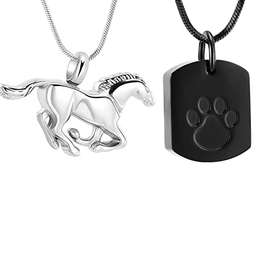 Minicremation Cremation Jewelry Urn Necklace For Ashes For Pet, Running Horse Shape Urn Pendant Cremation Ashes Jewelry Urn Necklace For Ashes Stainless Steel Funeral Keepsake Necklace #TOP19