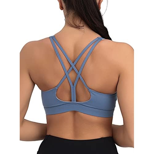 RUNNING GIRL Sports Bras for Women,Square Neck Sports Bra Medium Support Yoga Bra Workout Crop Top with Removable Cups