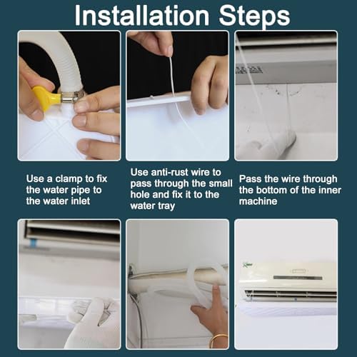 Universal Air Conditioner Drain Pan, Plastic Condensate Drip Tray with Drain Hole & 10ft Hose, Indoor/Outdoor Split AC Accessories (36"x17.7"x1.3")