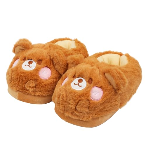 Image of Women Animal Slippers Cute Plush House Shoes Warm Novelty Cartoon Slippers Gifts for Birthday Christmas