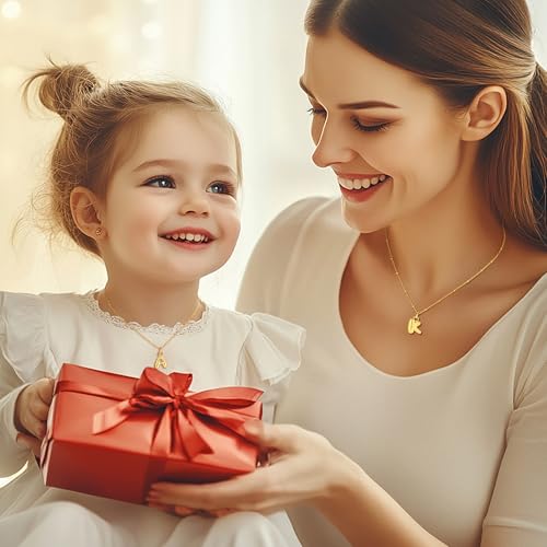 Dainty 14K Gold Plated Initial Necklace for Women - Personalized Gift