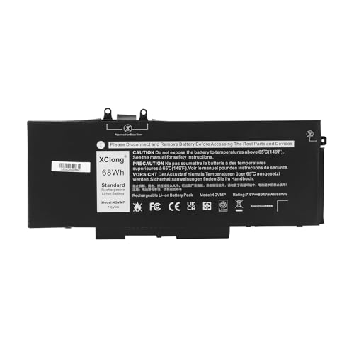 XClong 7.6V 68Wh 4GVMP Laptop Batterie pour Dell Latitude 5400 5500 Precision 3540 3550 Inspiron 7590 7591 7791 2-in-1-Serie 1V1XF RF7WM R8D7N 09JRYT 9JRYT...