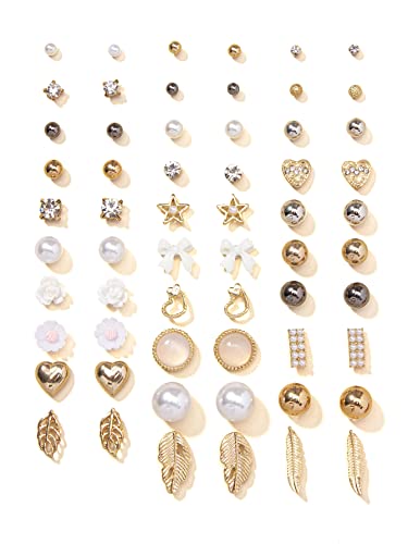 Image of Shining Diva Fashion 30 Pairs Combo Set Stylish Crystal Pearl Earrings for Women and Girls