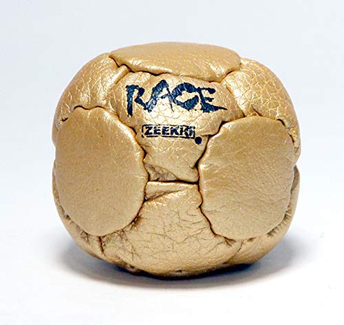 Zeekio The Rage Footbag - Leather 12 Panel - Pellet Filled - Gold