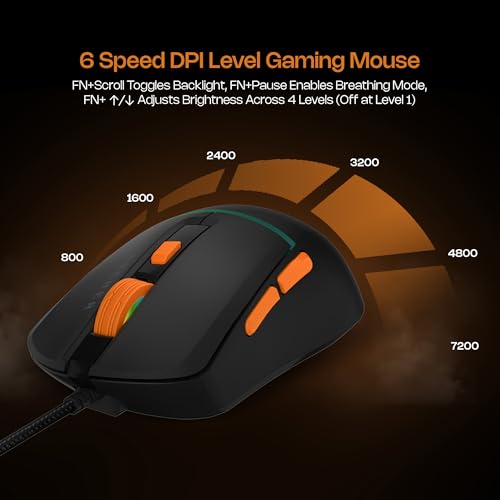 Archer Tech Lab G200 Wired RGB Gaming Keyboard and Mouse Combo with 104 Keys, 19 Anti-Ghosting, RGB Modes,7200 DPI Mouse,13 Lighting Modes, Durable... - Image 5