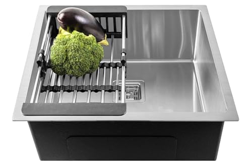 Image of Fossa 18 inchx16 inchx9 inch Single Bowl Handmade Kitchen Sink, Premium Stainless Steel, Durable Rust Resistant Design, Scratch & Stain Proof, Spacious Modern Kitchen Sink - Silver (Matte Finish)