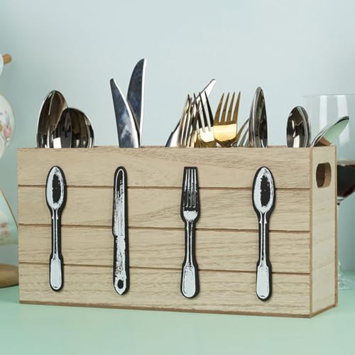 Porte-couverts en bois à 4 compartiments pour optimiser le rangement - 4