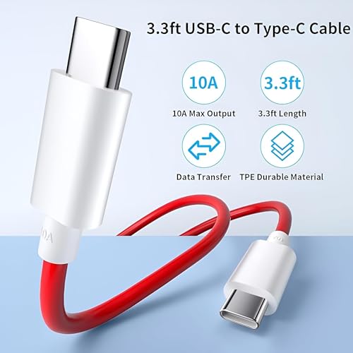 Image of Original 65W Warp Charger Adapter with Type C to C Cable Compatible with Oneplus 10 /10 Pro /9 /9 Pro / 9R / 8 / 8T / Nord /Ce with 6 Months Warranty
