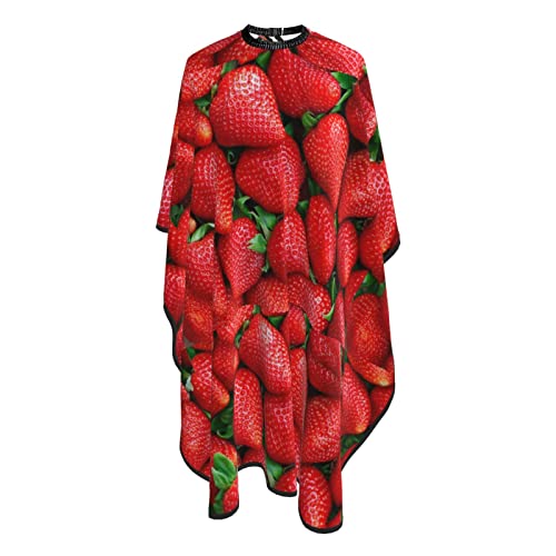 Cape de coiffeur imperméable rouge à motif fraise et col réglable taille unique - 4