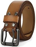 YOETEY Leather Work Belt for Men | Double Prong Belt 40mm with Full Grain Leather | 9 Sets Holes for