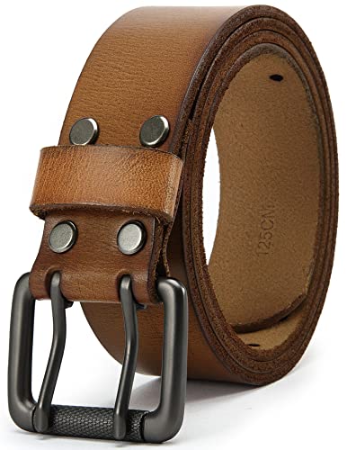 Yoetey Leather Work Belt For Men | Double Prong Belt 40Mm With Full Grain Leather | 9 Sets Holes For A Perfect Fit #TOP8