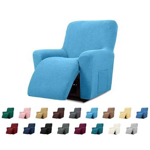 Cupuamon Recliner Chair Covers,Lazy Boy Recliner Covers Stretch Reclining Covers 1 Piece Furniture Protector with Elastic Bottom for Dog,Kids-Blue Mist