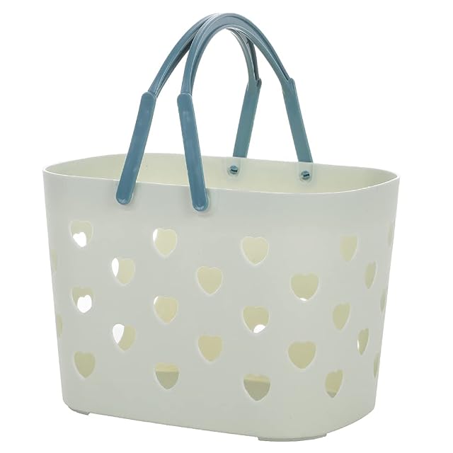 Kamonda Portable Shower Caddy Tote Heart Shaped Hollow Plastic Storage Basket w Handle Shower Caddy Tote Green